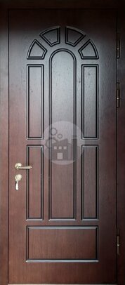 стальная входная дверь, отделка шпонированный мдф и ламинат-ДВ-1368